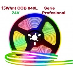 Tira LED 5 mts Flexible 24V 75W COB (840L/m) IP20 RGB, Serie Profesional